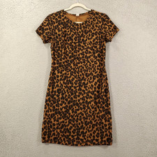 Old Navy Aninmal Print Dress Womens Size Medium Pullover Mini Brown Leopard Knit