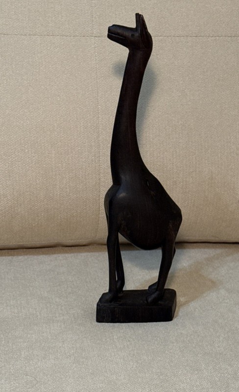 Vintage 12” Tall Hand Carved Wood Figurine. Giraffe. East Africa. Kenya