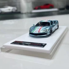 ART 1:64 Ice Blue Ferrari SF90 Super Sports Car Resin Car Model Limited Edition