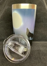 Wolf silhouette howling at moon Cerakote Tumbler coffee cup
