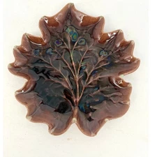 Vintage Royal Haeger Green Leaf Pottery Dish Mid Century Serving Platter