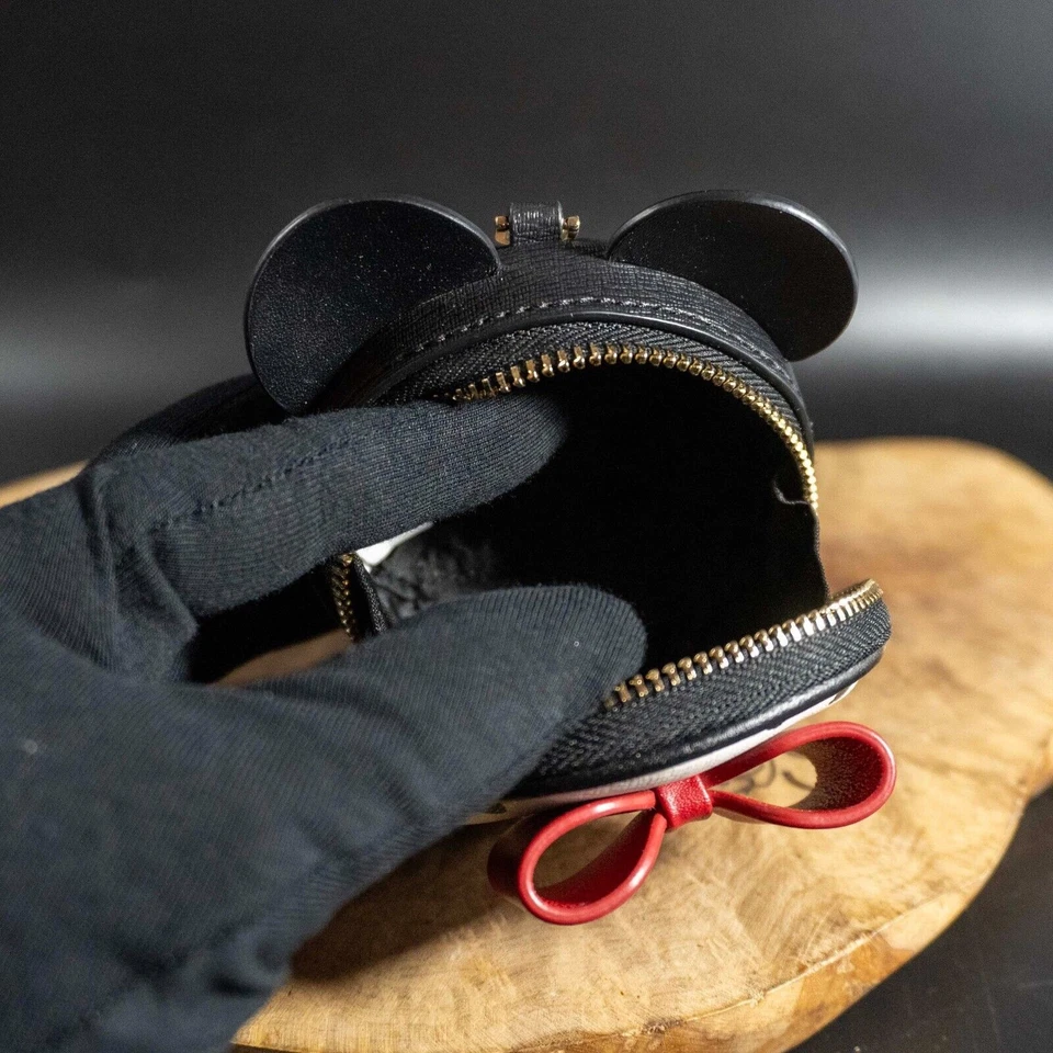 Portefeuille porte monnaie en cuir Kate Spade X Disney Minnie Mouse blanc noir - Photo 3/4
