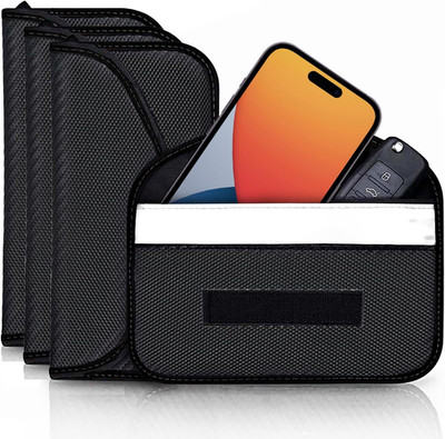 4 Pack Faraday Bags for Car Keys and Cell Phone, Signal Blocking Key Pouch Walle