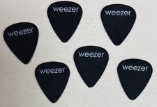 WEEZER Lot Of 6 Guitar Picks Black With White Print RIVERS CUOMO BRIAN BELL