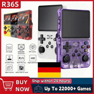 R36S Retro Handheld Video Game Console Arkos System 3.5 Inch IPS Screen 128GB