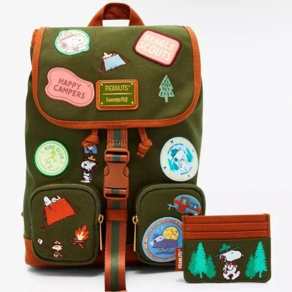 Mini mochila y tarjetero de lona Loungefly Peanuts Snoopy Beagle Scout