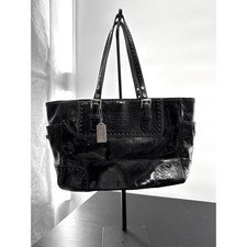 Coach Gallery Tote   Black Patent Leather Studded Turnlock H04Q-1432 