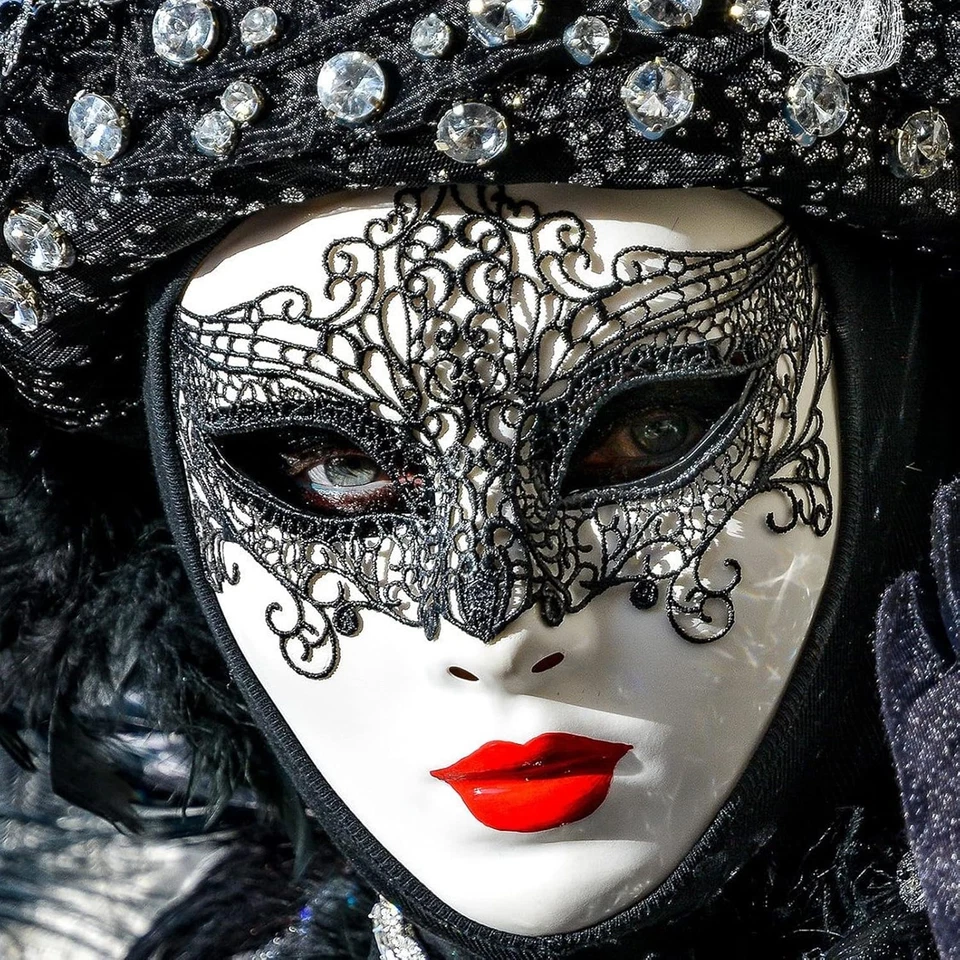 Spitze Maske Damen Lace Augenmaske Schwarz Fasching Maskerade Halloween Karneval - Bild 4 von 4