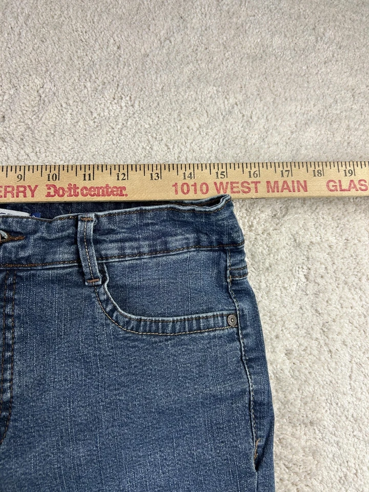 Pantalones de mezclilla Bandolino Blu para mujer 10 azules elásticos pierna recta botones solapa bolsillos Foto 3 de 4