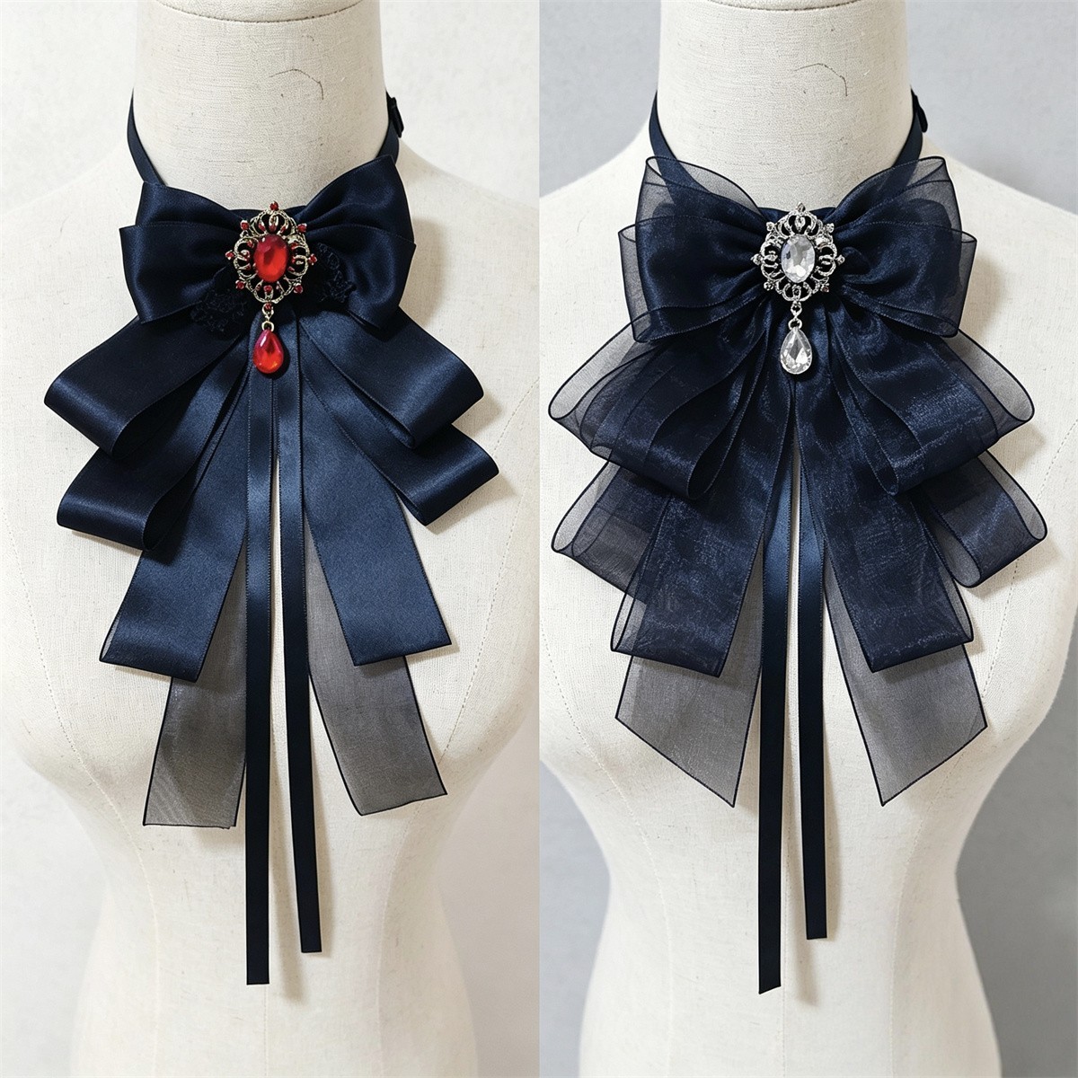 Victorian Jabot Gothic Bow Ruff Collar Baroque Collar Ruffle