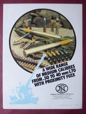 10/1984 PUB FN HERSTAL MEDIUM CALIBRES .50 40MM L70 AMMUNITION ORIGINAL AD
