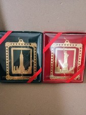 2 RARE Empire state building TWIN TOWERS Ornament Decor LADY LIBERTY MACY'S FAIR