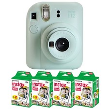 FUJIFILM INSTAX MINI 12 Instant Film Camera Mint Green and 4x Mini Instax Film