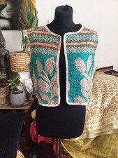 🦋Reversible Kantha Cotton Waistcoat Gilet Vest 8-12/14 Hippie Travel Holiday