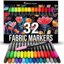 Zenacolor 32 Fabric Markers Pens - Non Toxic, Indelible and Permanent Fabric ...