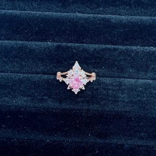 RBP6393 She’s Intricately Divine Rose Quartz Cubic Zirconia on Rose Gold Size 5