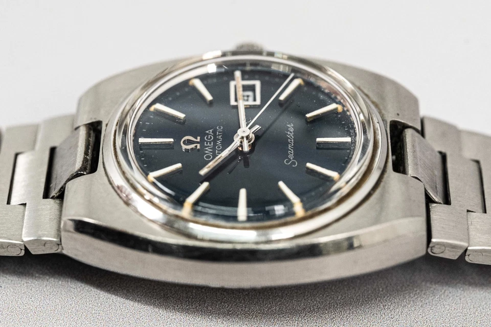 OMEGA Seamaster Cal.684 AT azul marino 27 mm vintage 1975 sin tarifas *OH reparado* vintage para mujer Foto 4 de 4