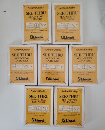 Vintage Lineco Archival Quality See-Thru Mounting Corners 7 Bxs of 100 5 Sealed