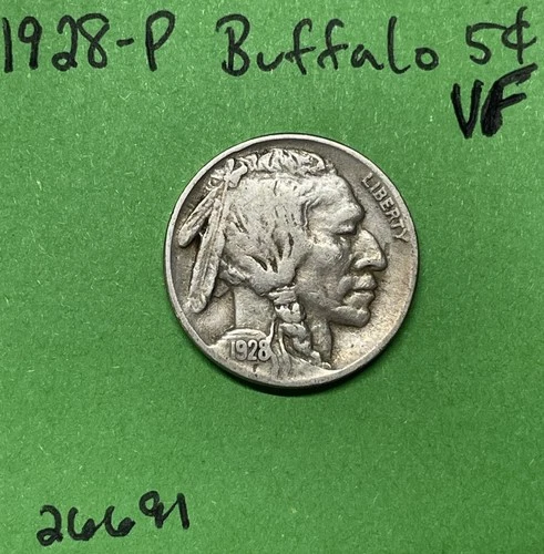 1928-P Buffalo 🦬 Indian Head Nickel 5c VF Very Fine