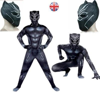 Black Panther Superhero Youth Kid Cosplay Party Dress Costume Fancy Outfits GIFT