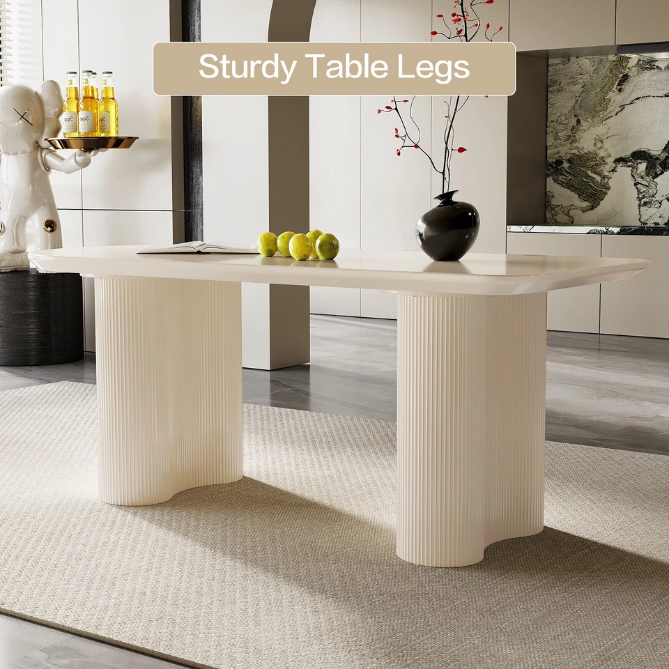 Guyii 55" Dining Table Modern Kitchen Table for 4-6 People White, Table Only - Image 3 of 4