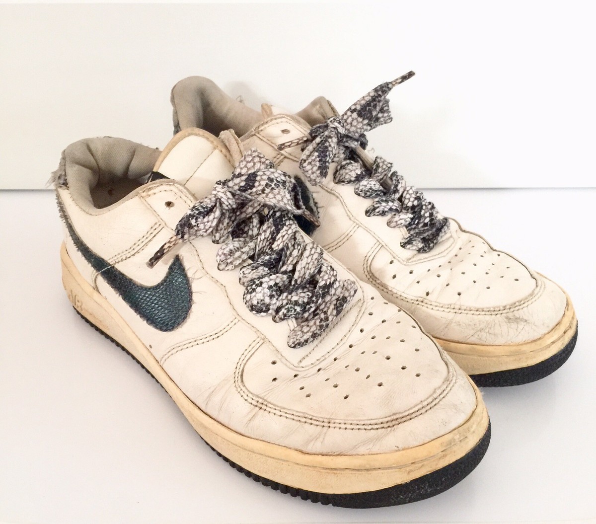 1996 nike air force 1 low snakeskin white us8 vintage | eBay
