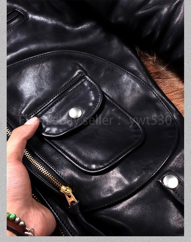 Full Grain Vegetable Tanned Cowhide J*24 Double Rider Genuine Leather Jacket - Picture 11 of 20