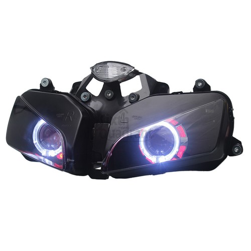 Scheinwerfer Weiße + rote LED Doppelte Engelsaugen Für Honda CBR600RR / F5 03-06 - Picture 19 of 23