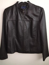 Charter Club Brown 100% Leather Jacket Women