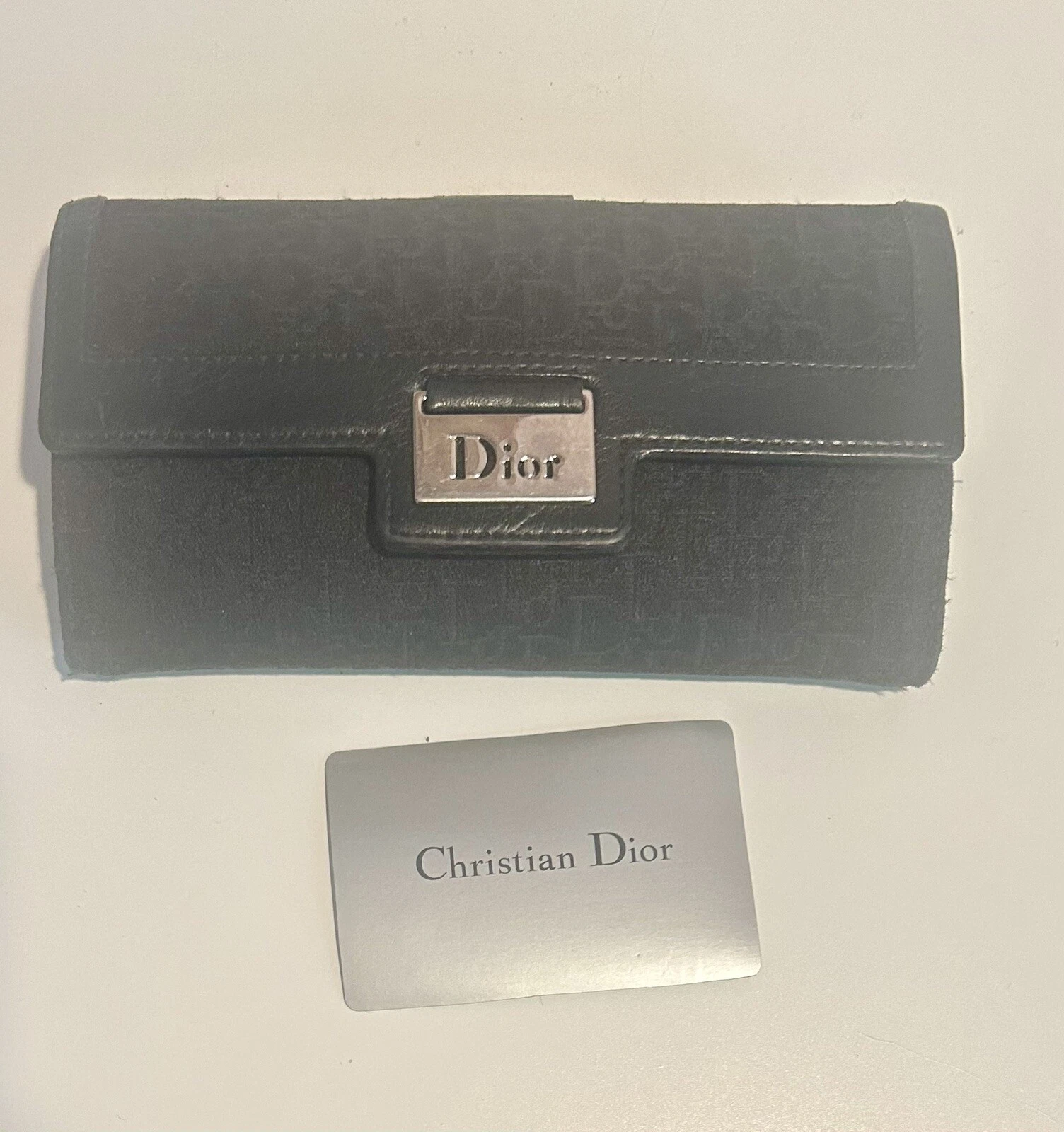 Christian Dior Classic Diorissimo Portefeuille Toile Cuir Noir