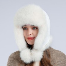 Women Waterproof Faux Fur Ear Flap Cap Russian Trapper Hat Windproof Winter UK