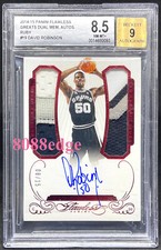 2014-15 FLAWLESS GREATS DUAL PATCH AUTO: DAVID ROBINSON #8/15 AUTOGRAPH RUBY BGS