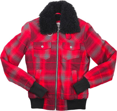 FOX RACING WOMENS CHARLENE SHERPA LINED FLEECE JACKET new checked girl RED WHITE