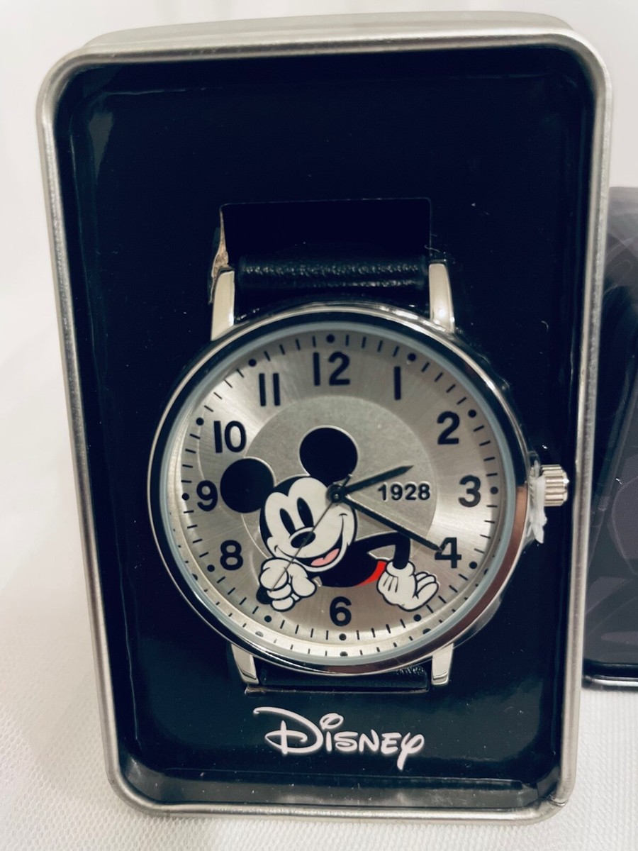 Mickey Mouse Wrist Watch, New black straps, classic 1928 