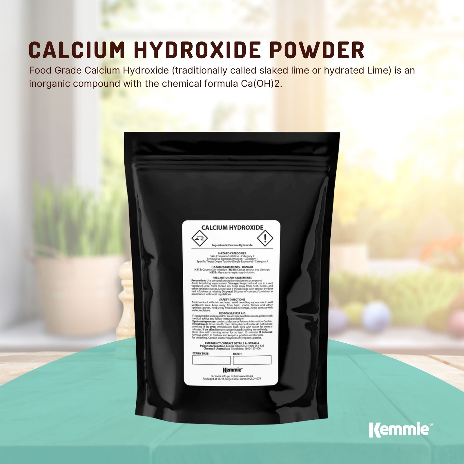 Calcium Hydroxide Powder Hydrated Slaked Pickling Lime Food Grade 20kg