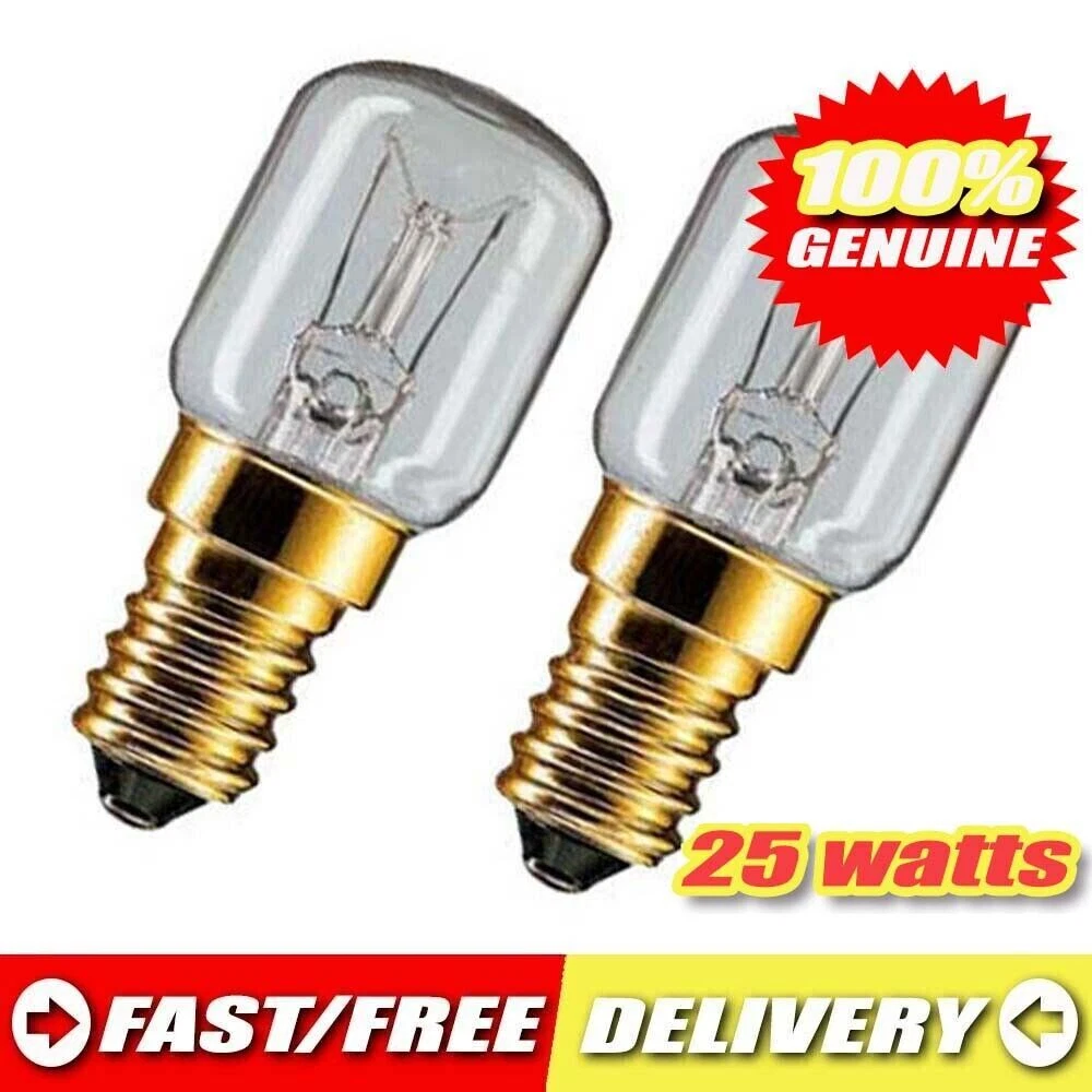 Microwave 2 Pack Screw Tubular Light Bulb 25w E14 Clear Oven Fridge Retro