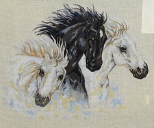 Needlepoint Painted Canvas Gobelin 12961 Horses. 24"x32" Collection D'Art