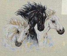Needlepoint Painted Canvas Gobelin 12961 Horses. 24"x32" Collection D'Art