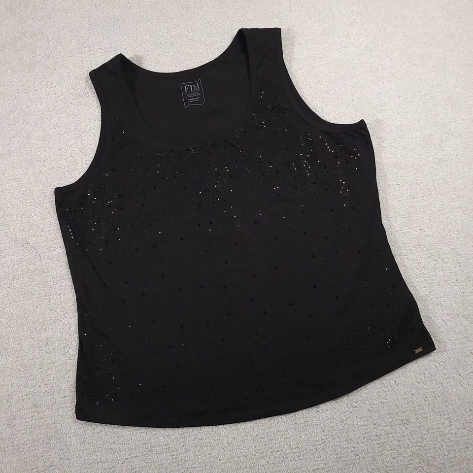 Camisa vaquera francesa FDJ para mujer XXL negra con tachuelas sin mangas cuchara sin mangas Foto 2 de 4