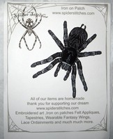 Brazilian Black Tarantula Spider Iron On Patch Brazilian Black Tarantula Spider Iron On Patch