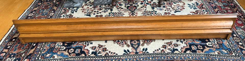 Antique Pine Fireplace Mantle, Mantle Shelf, Display Shelf, Crown Molding, 88" L - Image 3 of 4