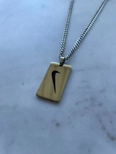 NIKE Dog Tag Chain Necklace - 20" Chain - Silver Plated - Christmas Gift