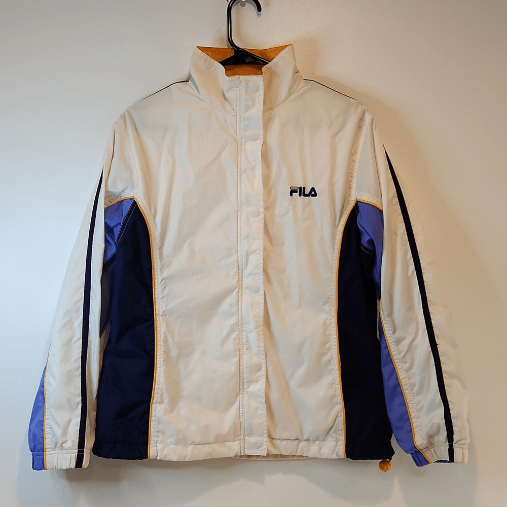 Giacca frangivento vintage anni '90 Fila con cerniera e bottoni unisex taglia small in ottime condizioni bella!