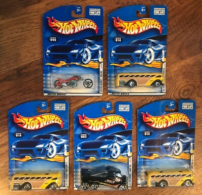 HOT WHEELS FIRST EDITIONS 2000 & 2001 LOT OF 5, MINT ON VERY GOOD/FINE CARDS