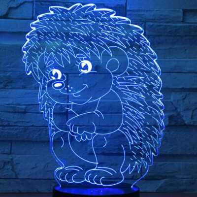 3D LED Hedgehog Optical Illusion Sensor Night Light with Smart Touch & USB Cable