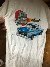 Vintage 80 90s Mr Gasket Products  1957 Chevy on Back White T-Shirt Size Medium