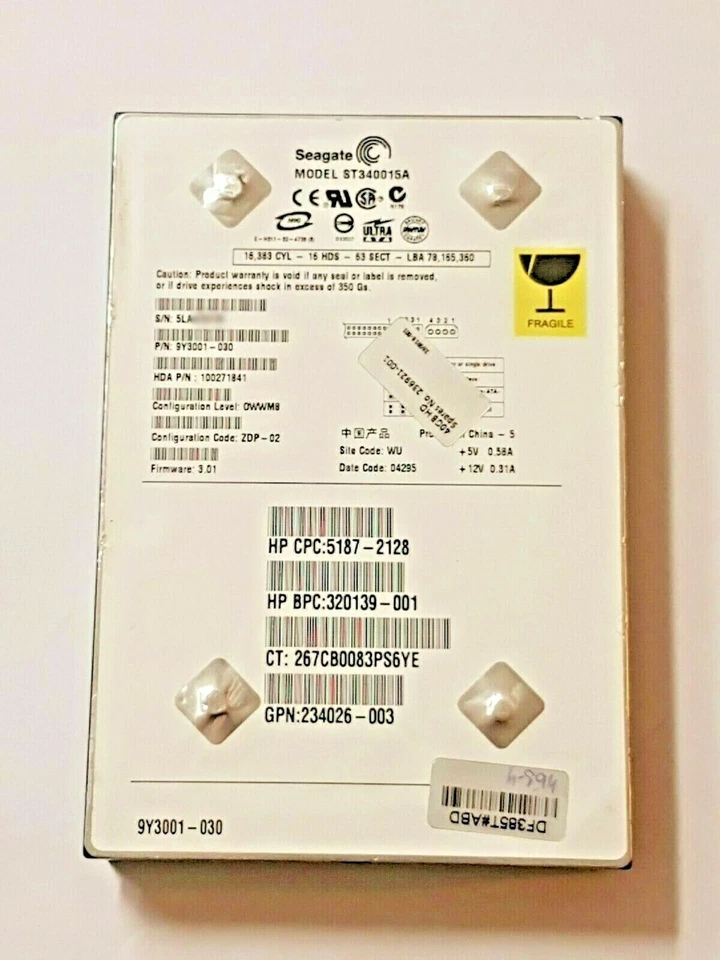 40 GB IDE Seagate Barracuda ST340015A P-ATA 5400RPM 2MB HDD 3.5" Festplatte