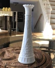 Vintage Anchor Hocking Milk Glass Bud Vase Stars & Bars 9" Tall