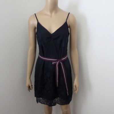 NWT Abercrombie Womens Belted Lace Dress Size Small Navy Blue | eBay