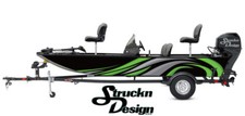 Graphic Sleek Wavy Swirls Stripes Lime Silver Boat Wrap Fish Decal US Vinyl